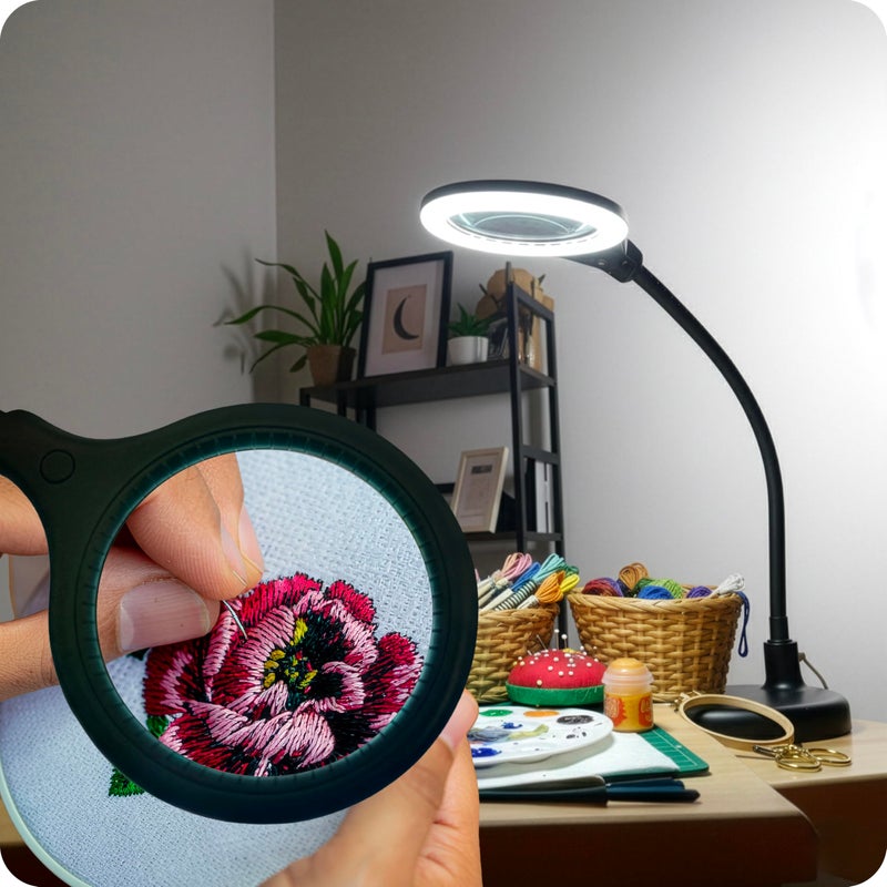Brightech LightView Pro Flex 2 in 1 Magnifying Desk Lamp, 1.75x Light Magnifier, Adjustable Magnifying Glass with Light for Crafts, Reading, Close Work - Image 2